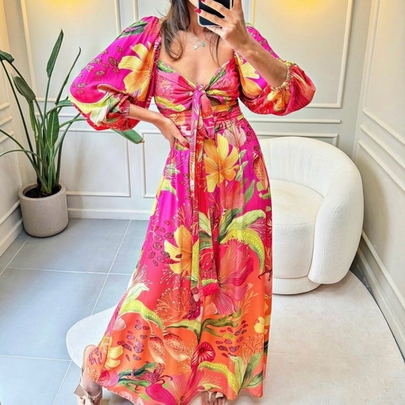 FARM Rio Maralina Long Dress Size S - Picture 3 of 8